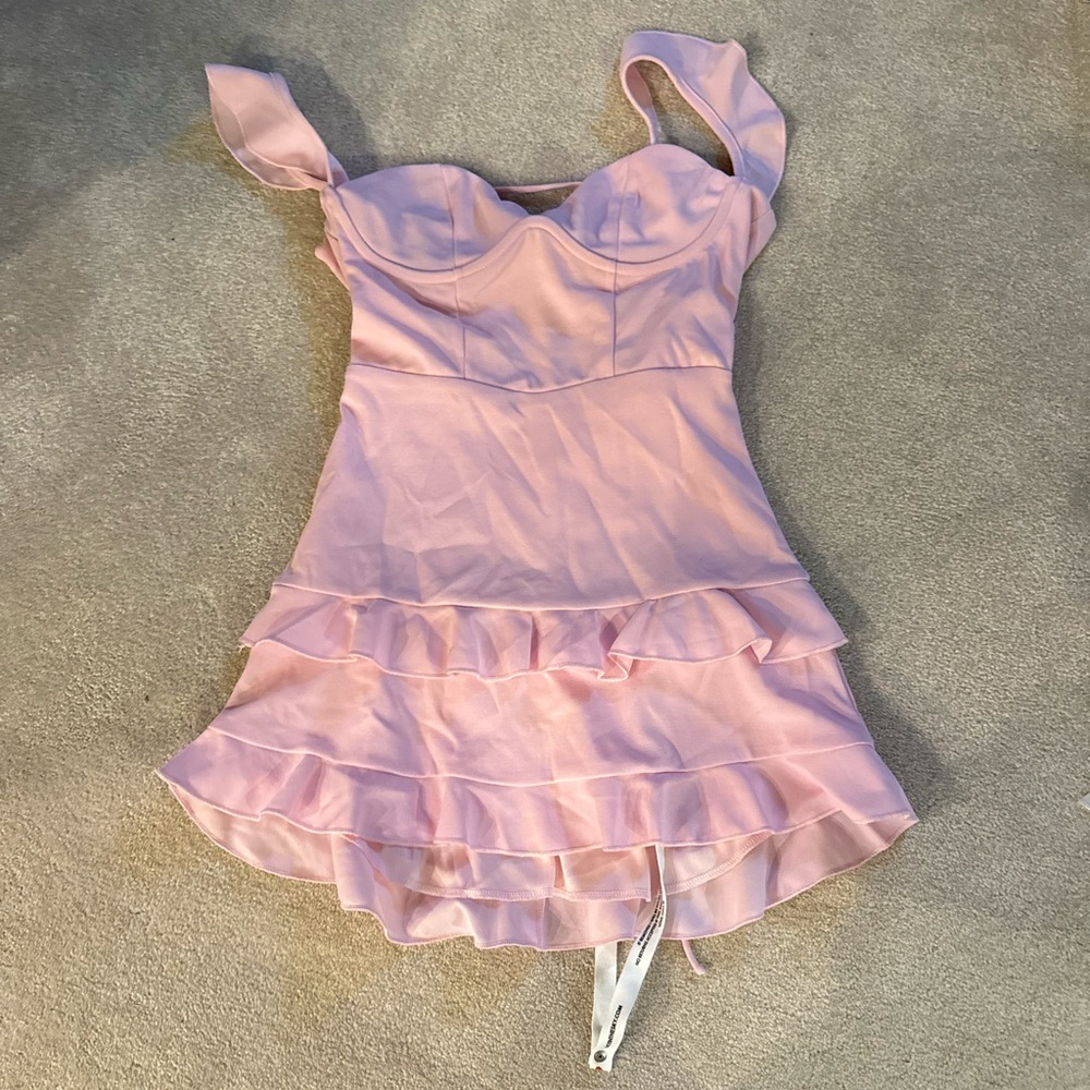 Lucy in the Sky Pink Ruffled Mini Dress NWT